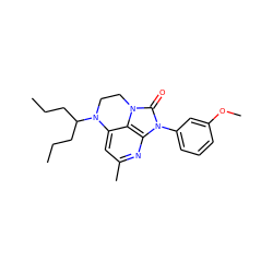 CCCC(CCC)N1CCn2c(=O)n(-c3cccc(OC)c3)c3nc(C)cc1c32 ZINC000013652923