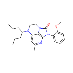 CCCC(CCC)N1CCn2c(=O)n(-c3ccccc3OC)c3nc(C)cc1c32 ZINC000013652922