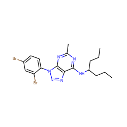 CCCC(CCC)Nc1nc(C)nc2c1nnn2-c1ccc(Br)cc1Br ZINC000013795022