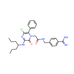 CCCC(CCC)Nc1nc(Cl)c(-c2ccccc2)n(CC(=O)NCc2ccc(C(=N)N)cc2)c1=O ZINC000013526985