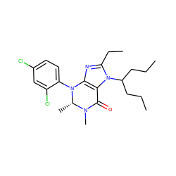 CCCC(CCC)n1c(CC)nc2c1C(=O)N(C)[C@H](C)N2c1ccc(Cl)cc1Cl ZINC000013582857