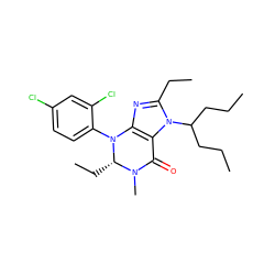 CCCC(CCC)n1c(CC)nc2c1C(=O)N(C)[C@H](CC)N2c1ccc(Cl)cc1Cl ZINC000013582863