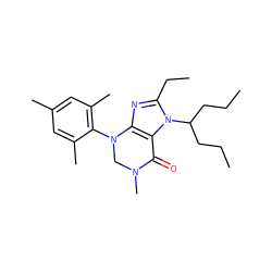 CCCC(CCC)n1c(CC)nc2c1C(=O)N(C)CN2c1c(C)cc(C)cc1C ZINC000013582831