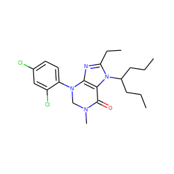 CCCC(CCC)n1c(CC)nc2c1C(=O)N(C)CN2c1ccc(Cl)cc1Cl ZINC000003821130