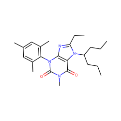 CCCC(CCC)n1c(CC)nc2c1c(=O)n(C)c(=O)n2-c1c(C)cc(C)cc1C ZINC000013582779