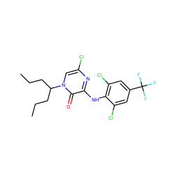 CCCC(CCC)n1cc(Cl)nc(Nc2c(Cl)cc(C(F)(F)F)cc2Cl)c1=O ZINC000043066999