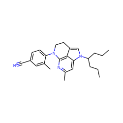 CCCC(CCC)n1cc2c3c(nc(C)cc31)N(c1ccc(C#N)cc1C)CC2 ZINC000028958510