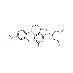 CCCC(CCC)n1cc2c3c(nc(C)cc31)N(c1ccc(OC)cc1C)CC2 ZINC000028958530