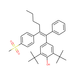 CCCC/C(=C(\c1ccccc1)c1cc(C(C)(C)C)c(O)c(C(C)(C)C)c1)c1ccc(S(C)(=O)=O)cc1 ZINC000034867629