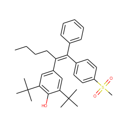 CCCC/C(=C(\c1ccccc1)c1ccc(S(C)(=O)=O)cc1)c1cc(C(C)(C)C)c(O)c(C(C)(C)C)c1 ZINC000103185359