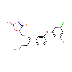 CCCC/C(=C\Cn1oc(=O)[nH]c1=O)c1cccc(Oc2cc(Cl)cc(Cl)c2)c1 ZINC000013558165