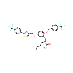 CCCC/C(=C\c1cc(OCc2csc(-c3ccc(C(F)(F)F)cc3)n2)ccc1OCc1ccc(C(F)(F)F)cc1)C(=O)O ZINC000299867176