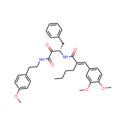 CCCC/C(=C\c1ccc(OC)c(OC)c1)C(=O)N[C@@H](Cc1ccccc1)C(=O)C(=O)NCCc1ccc(OC)cc1 ZINC000071420862