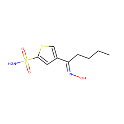 CCCC/C(=N\O)c1csc(S(N)(=O)=O)c1 ZINC000013736792