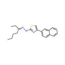 CCCC/C(CC)=N\Nc1nc(-c2ccc3ccccc3c2)cs1 ZINC000169330796