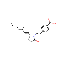 CCCC/C=C(C)/C=C/[C@H]1CCC(=O)N1CCc1ccc(C(=O)O)cc1 ZINC000003987108