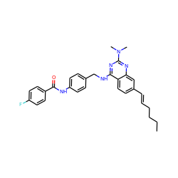 CCCC/C=C/c1ccc2c(NCc3ccc(NC(=O)c4ccc(F)cc4)cc3)nc(N(C)C)nc2c1 ZINC000144814091