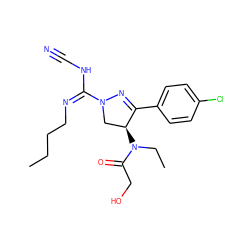 CCCC/N=C(/NC#N)N1C[C@H](N(CC)C(=O)CO)C(c2ccc(Cl)cc2)=N1 ZINC000653885939