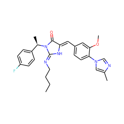 CCCC/N=C1\N/C(=C\c2ccc(-n3cnc(C)c3)c(OC)c2)C(=O)N1[C@H](C)c1ccc(F)cc1 ZINC000058591580