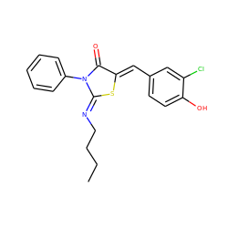 CCCC/N=C1\S/C(=C\c2ccc(O)c(Cl)c2)C(=O)N1c1ccccc1 ZINC000049071562