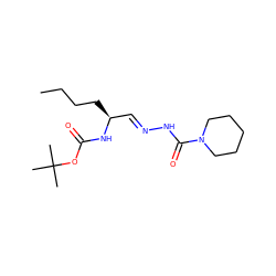 CCCC[C@@H](/C=N/NC(=O)N1CCCCC1)NC(=O)OC(C)(C)C ZINC000028570806