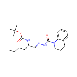 CCCC[C@@H](/C=N/NC(=O)N1CCCc2ccccc21)NC(=O)OC(C)(C)C ZINC000028570355