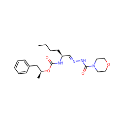 CCCC[C@@H](/C=N/NC(=O)N1CCOCC1)NC(=O)O[C@@H](C)Cc1ccccc1 ZINC000028569857