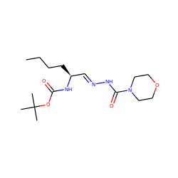 CCCC[C@@H](/C=N/NC(=O)N1CCOCC1)NC(=O)OC(C)(C)C ZINC000028569537