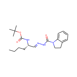 CCCC[C@@H](/C=N/NC(=O)N1CCc2ccccc21)NC(=O)OC(C)(C)C ZINC000028569617