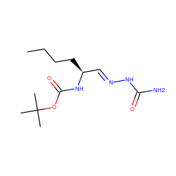 CCCC[C@@H](/C=N/NC(N)=O)NC(=O)OC(C)(C)C ZINC000028570529