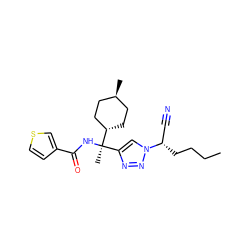 CCCC[C@@H](C#N)n1cc([C@@](C)(NC(=O)c2ccsc2)[C@H]2CC[C@H](C)CC2)nn1 ZINC000261100407