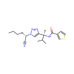 CCCC[C@@H](C#N)n1cc([C@@](C)(NC(=O)c2ccsc2)C(C)C)nn1 ZINC000014971068