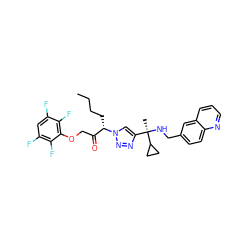 CCCC[C@@H](C(=O)COc1c(F)c(F)cc(F)c1F)n1cc([C@@](C)(NCc2ccc3ncccc3c2)C2CC2)nn1 ZINC000049757389