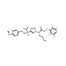 CCCC[C@@H](C(=O)COc1c(F)c(F)cc(F)c1F)n1cc([C@@](C)(NCc2ccc3ncsc3c2)C(C)C)nn1 ZINC000147876521