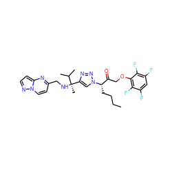 CCCC[C@@H](C(=O)COc1c(F)c(F)cc(F)c1F)n1cc([C@@](C)(NCc2ccn3nccc3n2)C(C)C)nn1 ZINC000473154322