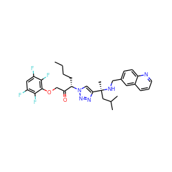 CCCC[C@@H](C(=O)COc1c(F)c(F)cc(F)c1F)n1cc([C@](C)(CC(C)C)NCc2ccc3ncccc3c2)nn1 ZINC000049757391