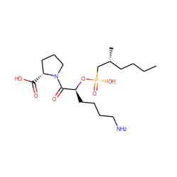 CCCC[C@@H](C)C[P@](=O)(O)O[C@@H](CCCCN)C(=O)N1CCC[C@H]1C(=O)O ZINC000026188795