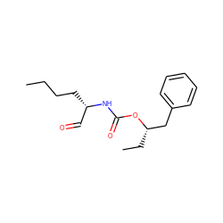 CCCC[C@@H](C=O)NC(=O)O[C@@H](CC)Cc1ccccc1 ZINC000027085913