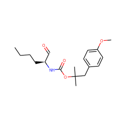 CCCC[C@@H](C=O)NC(=O)OC(C)(C)Cc1ccc(OC)cc1 ZINC000027099181