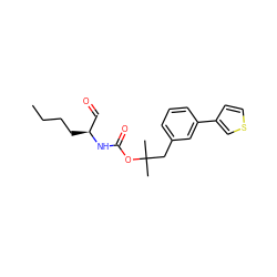 CCCC[C@@H](C=O)NC(=O)OC(C)(C)Cc1cccc(-c2ccsc2)c1 ZINC000027086286