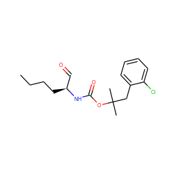 CCCC[C@@H](C=O)NC(=O)OC(C)(C)Cc1ccccc1Cl ZINC000027082769