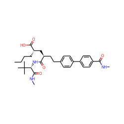 CCCC[C@@H](C[C@@H](CCc1ccc(-c2ccc(C(=O)NC)cc2)cc1)C(=O)N[C@H](C(=O)NC)C(C)(C)C)C(=O)O ZINC000025989354