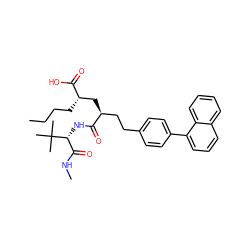 CCCC[C@@H](C[C@@H](CCc1ccc(-c2cccc3ccccc23)cc1)C(=O)N[C@H](C(=O)NC)C(C)(C)C)C(=O)O ZINC000025988237