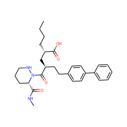 CCCC[C@@H](C[C@@H](CCc1ccc(-c2ccccc2)cc1)C(=O)N1NCCC[C@H]1C(=O)NC)C(=O)O ZINC000003823396