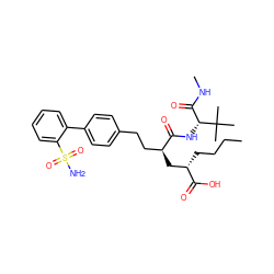 CCCC[C@@H](C[C@@H](CCc1ccc(-c2ccccc2S(N)(=O)=O)cc1)C(=O)N[C@H](C(=O)NC)C(C)(C)C)C(=O)O ZINC000025991432