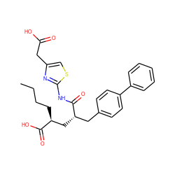 CCCC[C@@H](C[C@@H](Cc1ccc(-c2ccccc2)cc1)C(=O)Nc1nc(CC(=O)O)cs1)C(=O)O ZINC000029309048