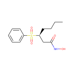 CCCC[C@@H](CC(=O)NO)S(=O)(=O)c1ccccc1 ZINC000013546035