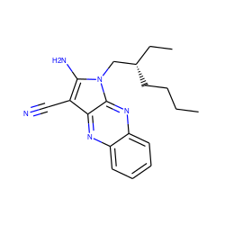 CCCC[C@@H](CC)Cn1c(N)c(C#N)c2nc3ccccc3nc21 ZINC000003169434