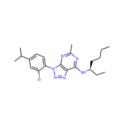 CCCC[C@@H](CC)Nc1nc(C)nc2c1nnn2-c1ccc(C(C)C)cc1Br ZINC000013794763