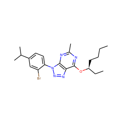 CCCC[C@@H](CC)Oc1nc(C)nc2c1nnn2-c1ccc(C(C)C)cc1Br ZINC000013794900